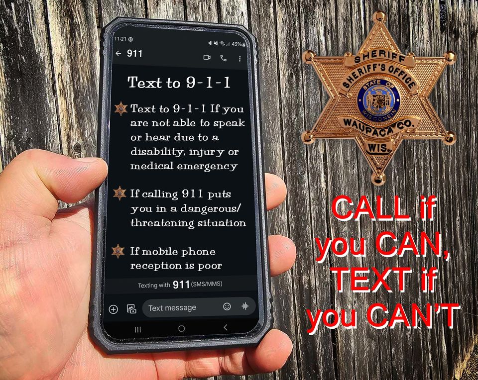 Waupaca County Activates Text to 9-1-1 Service