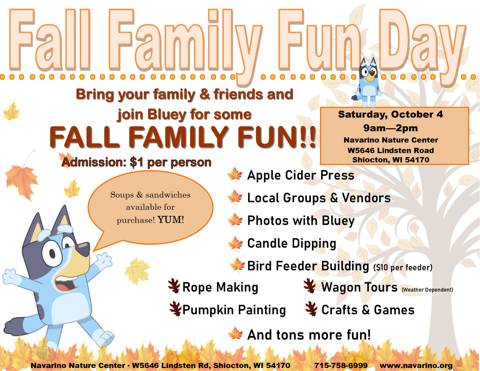 🍁 Fall Family Fun Day with Bluey – Rural Northeast Wisconsin Families